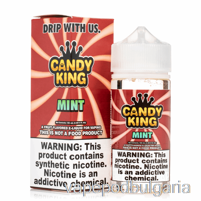 Vape 10000 Дръпки Mint - Candy King - 100ml 3mg